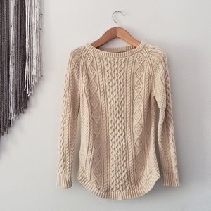 LL Bean Signature Fisherman's Sweater beige women's small